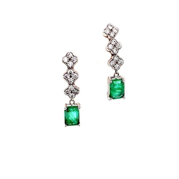 Natural Emerald Diamond Earrings 14 KT 2.13 TCW Certified $4,950 017932 - Picture 1 of 10